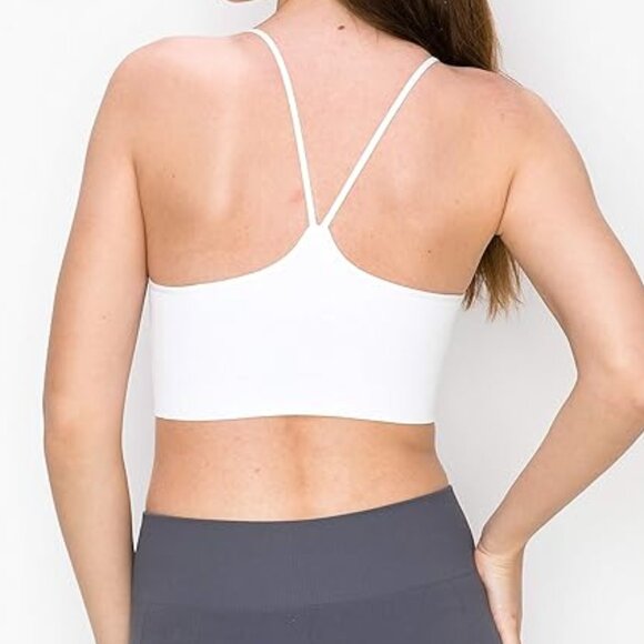 Kurve Bralette SET of 2 Sports Bra White Cream Nude Cami Tank Top Racerback Crop - Picture 4 of 10